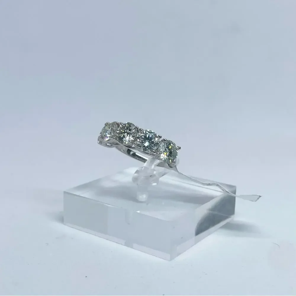 Moissanite Diamond Ring Band 5 Year Anniversary Wedding Ring 5 Stone 1.5 Ct 925 - Picture 4 of 7